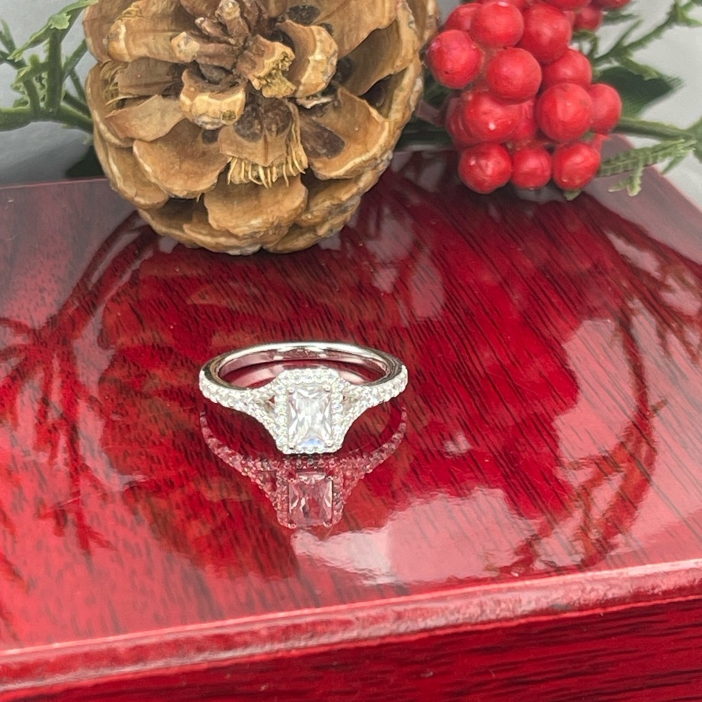 Solid 925 Sterling Silver Clear Crystal Engagemen… - image 6